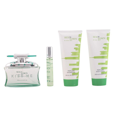 SEX IN TOWN KISS ME EAU DE PARFUM 100ML VAPORIZADOR + LECHE CORPORAL PERFUMADO 200ML + GEL DE BAÑO 200ML + EAU DE PARFUM 20ML