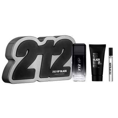 CAROLINA HERRERA 212 VIP BLACK EAU DE PARFUM 100UN VAPORIZADOR + GEL DE BAÑO 100ML + MINIATURA 1U
