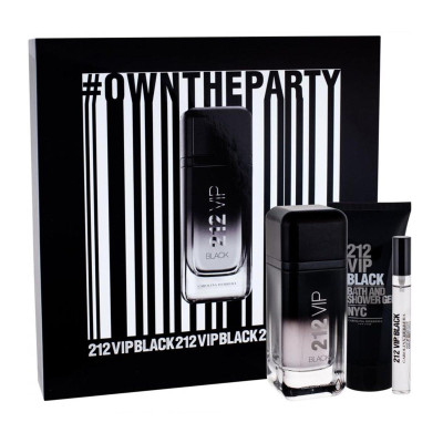 CAROLINA HERRERA 212 VIP BLACK EAU DE TOILETTE 100ML VAPORIZADOR + GEL DE BAÑO 100ML + MINIATURA 10ML
