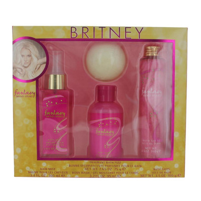 BRITNEY SPEARS FANTASY SPRAY 100ML VAPORIZADOR + BODY WASH 95ML + BATH SALTS 100GR