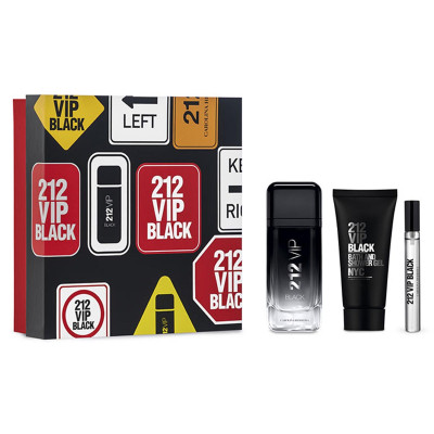 PACO RABANNE 212 VIP BLACK EAU DE TOILETTE 100ML + AFTER SHAVE GEL 100ML + MINIATURA 1UN.